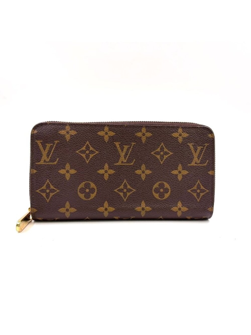 Louis Vuitton Zippy Wallet Monogram Leather Brown Round Gold